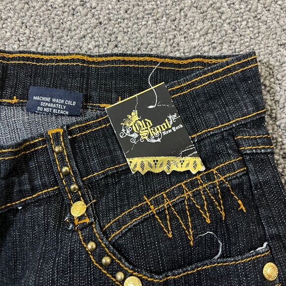 Old Skool Jeans Womens Size 11/12 Blue Embroidered Hip Hop Baggy Wide Leg Grunge - Picture 2 of 9